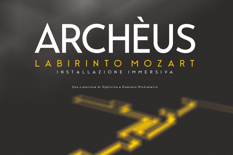 Layout grafico del progetto 'Archeus - Labirinto Mozart' di Ophicina e Damiano Michieletto a Forte Marghera (VE)